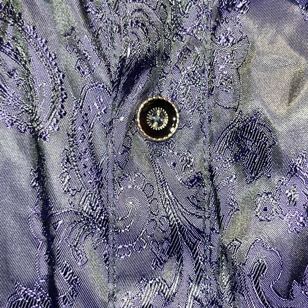 Coofandy Men's Purple Black Paisley Jacquard Button Down Shirt Size Medium - Picture 4 of 9